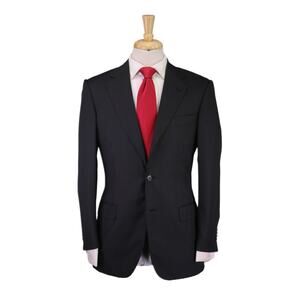 Belvest Black Striped 2-Btn 120's Wool Suit Recent Made in Italy Men's 36R